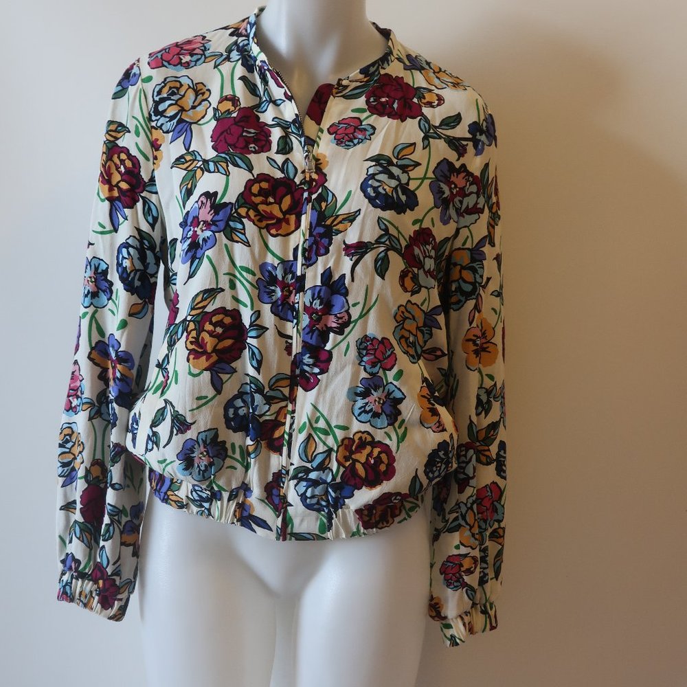 Womens TRF_Outerwear Multicolor Bold Floral Full Zip Jacket S *